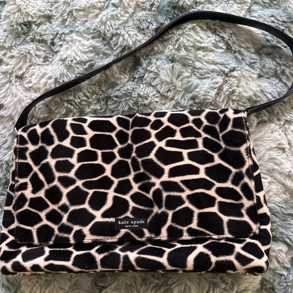 Kate Spade Black and Cream Animal Print Shoulder Bag